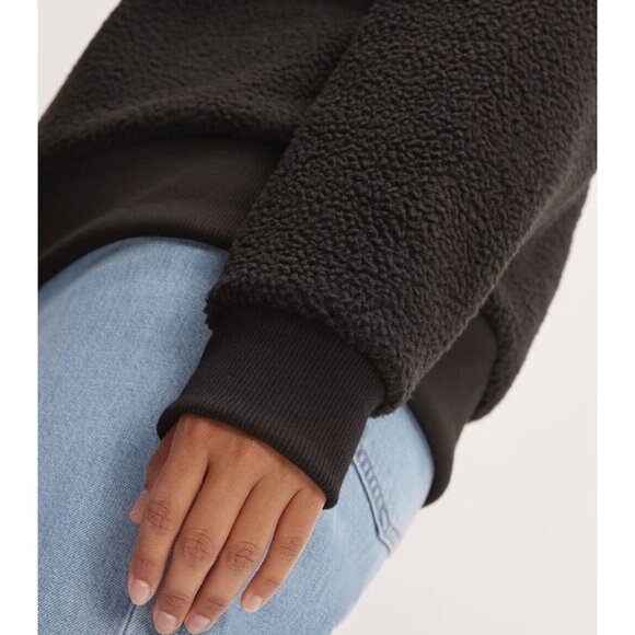Everlane Woman’s Pullover Teddy Crewneck Oversized Sweatshirt Loungewear M Black - Picture 5 of 9